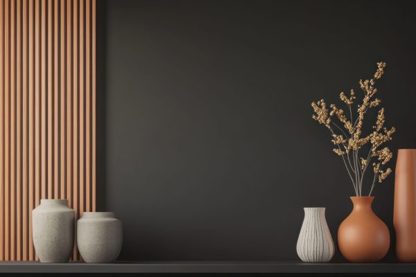 Minimalist interior indoors pottery plant.